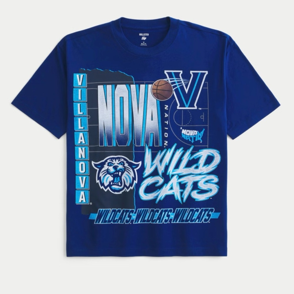 Men’s Hollister Boxy Fit Villanova Wildcats Tee NWOT Size Large